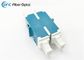 LC Quad Fiber Optic Adapters Stackable Four Port in Blue Green Aqua Colors